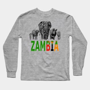 Big Five of Zambia for Wildlife Fans Long Sleeve T-Shirt